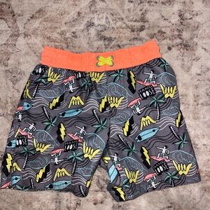 Hang Loose Graphic Swim Shorts - Orange and Gray